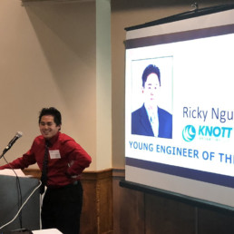 Ricky Nguyen accepting Engineer of the Year award
