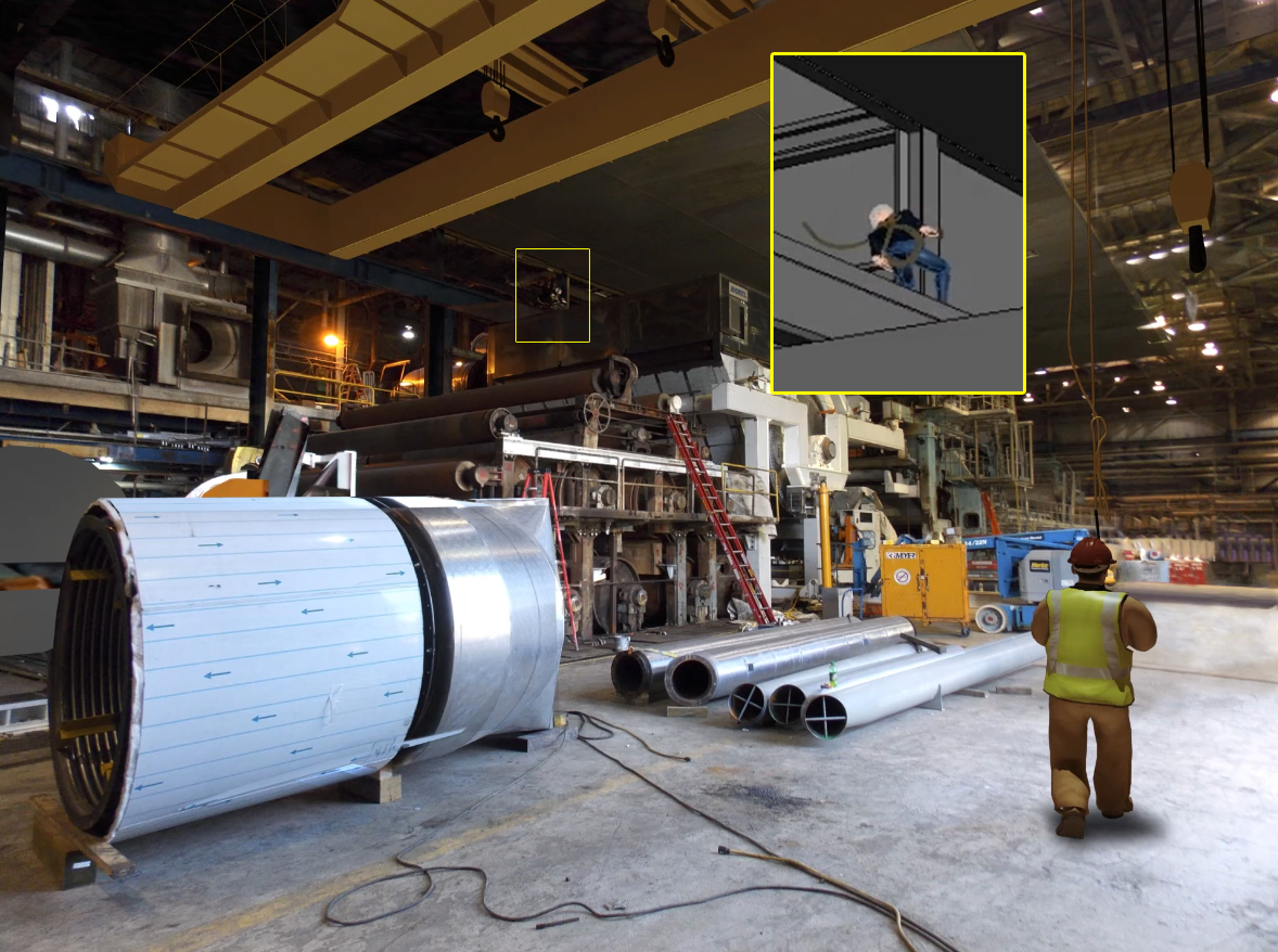 Image of simulation of overhead crane accident