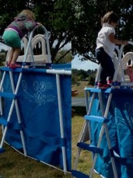 Children Using Pool Ladder