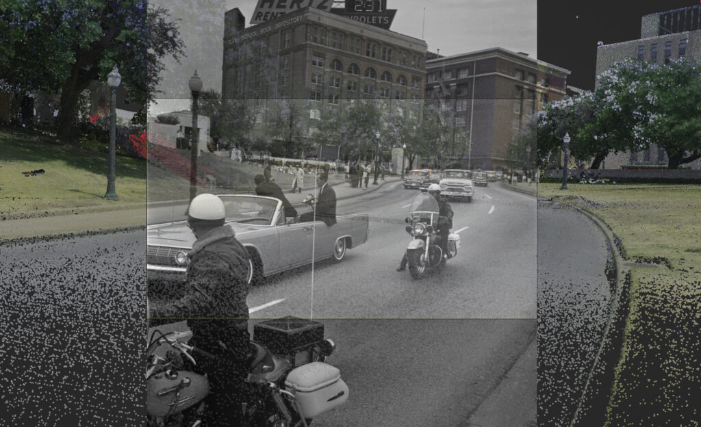Image showing Dealy Plaza during the JFK assassination in modern technology