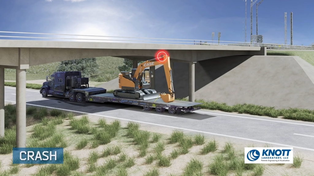 Visualization image of an excavator bridge crash