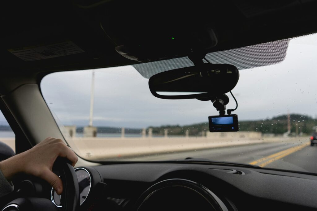 Photo of a dash camera in a car